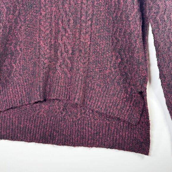 Sundance Womens Small Cable Knit Sweater Burgundy Red V Neck Cotton Blend Boho - Picture 3 of 10